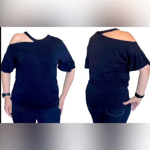 1.state Women Crew Neck off shoulderShort wing Sleeves  Solid - Picture 2 of 7